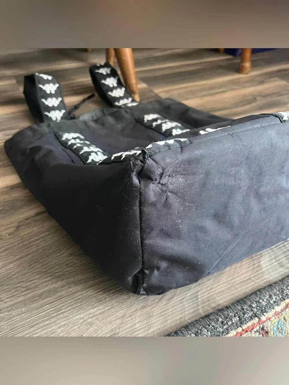 Kappa Black Backpack with White Repeating Logo Trim